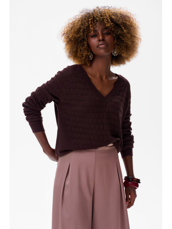 blue shadow blue shadow Sweter Joelle Brązowy Regular Fit