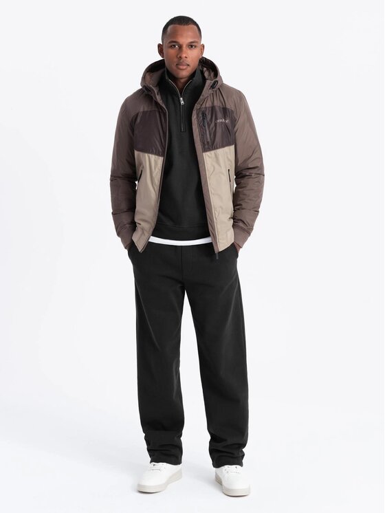 Ombre Ombre Kurtka przejściowa OM-JANP-0194 Beżowy Regular Fit