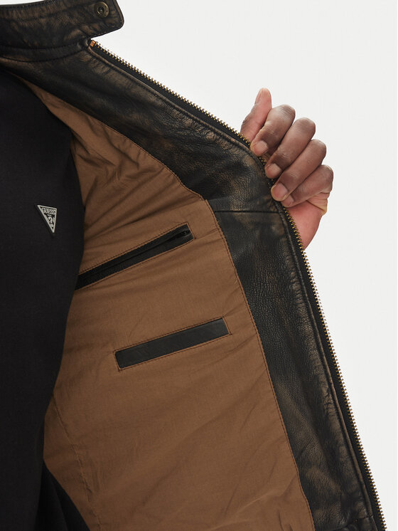 Serge Pariente Serge Pariente Lederjacke Retro Beige Slim Fit