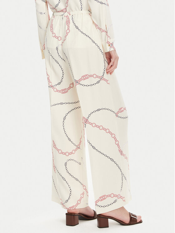 Tommy Hilfiger Tommy Hilfiger Pantaloni din material Soft Viscose Woven Pants WW0WW44542 Alb Relaxed Fit