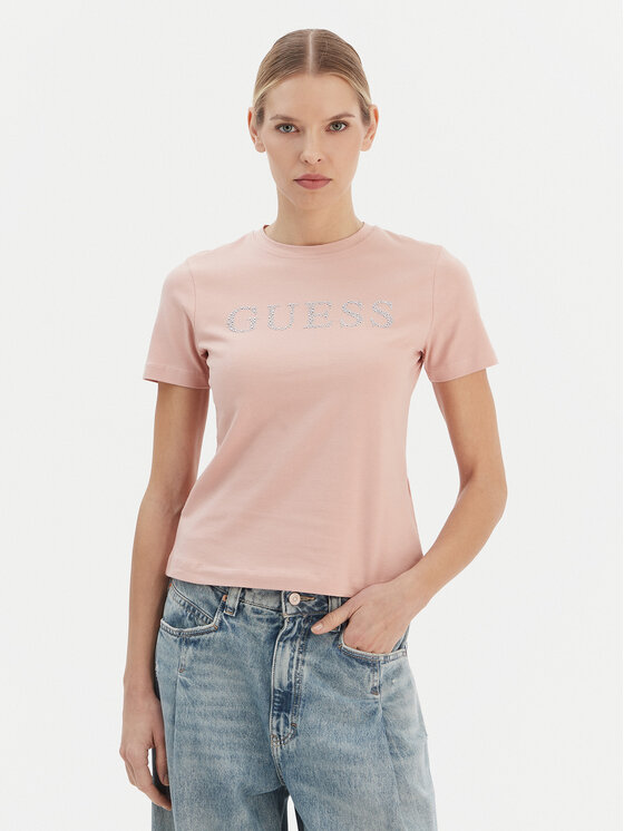 Guess Guess T-Shirt V6RI20 J1314 Růžová Regular Fit