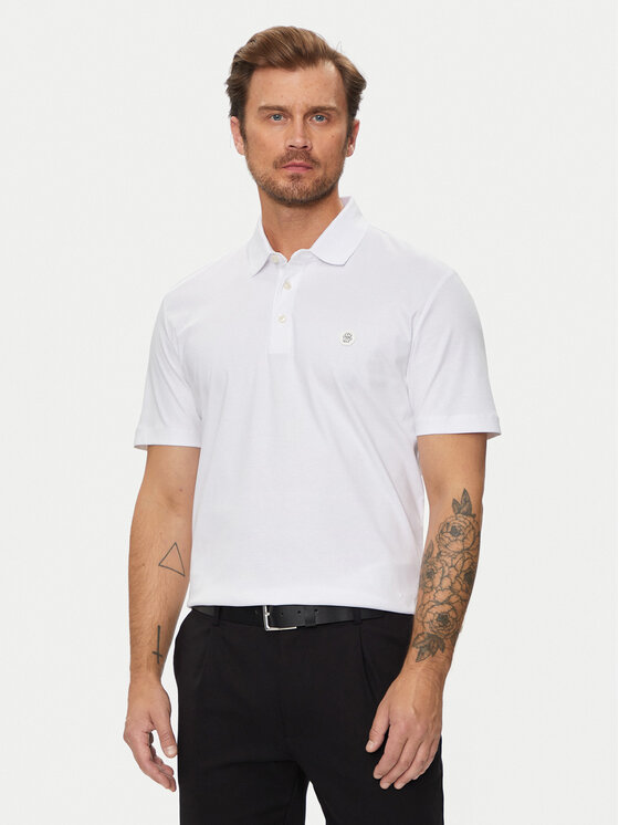 BOSS Boss Тениска с яка и копчета C-Parris 01 50520297 Бял Regular Fit