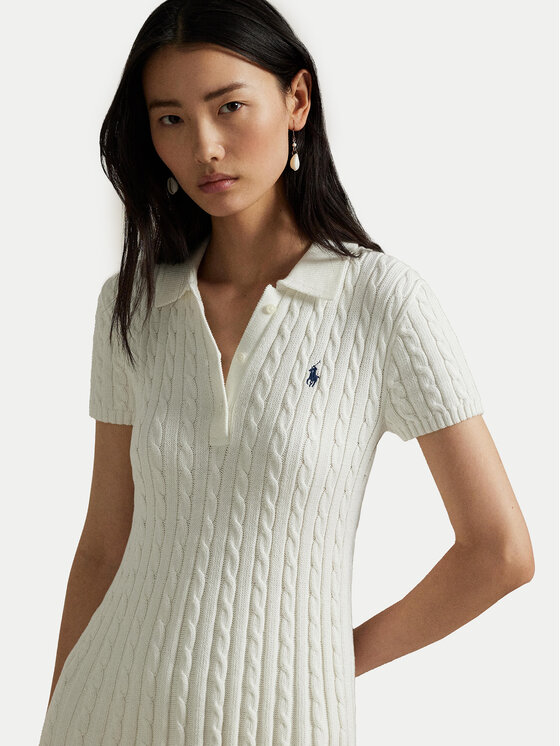 Polo Ralph Lauren Polo Ralph Lauren Pletena obleka 211966310002 Bela Regular Fit