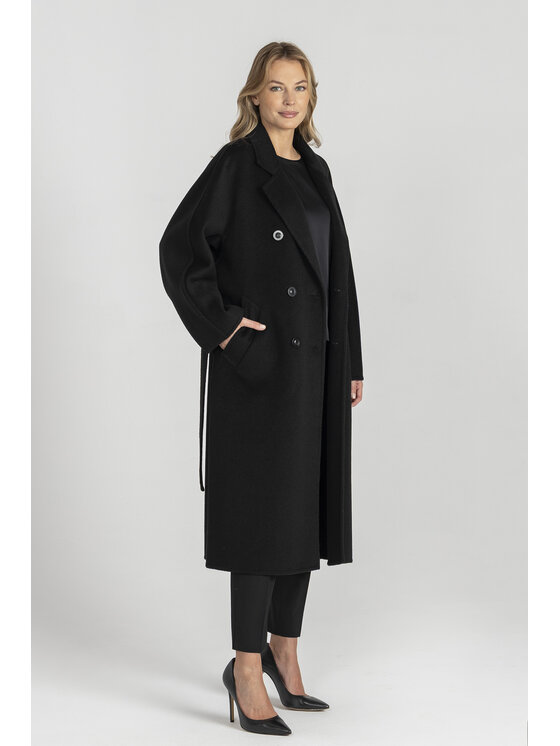 Deni Cler Milano Deni Cler Milano Płaszcz T-DC-8053-E5-90-90-1 Czarny Loose Fit