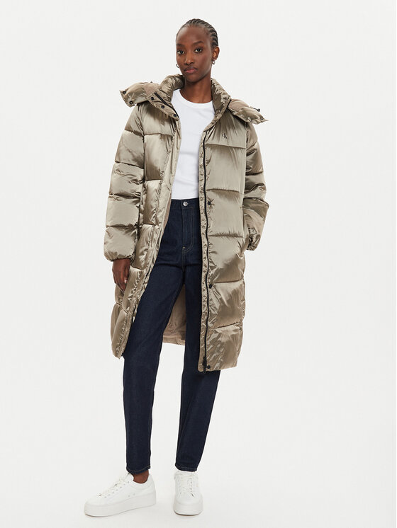 Calvin Klein Jeans Calvin Klein Jeans Зимно яке Shiny Monologo J20J224617 Сив Regular Fit