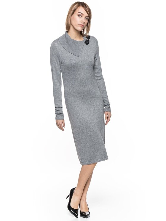 Tom Tailor Tom Tailor Sukienka codzienna LOVELY KNIT DRESS Szary Slim Fit