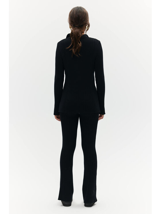 BENU BENU Spodnie damskie Dzianinowe Czarny Slim Fit