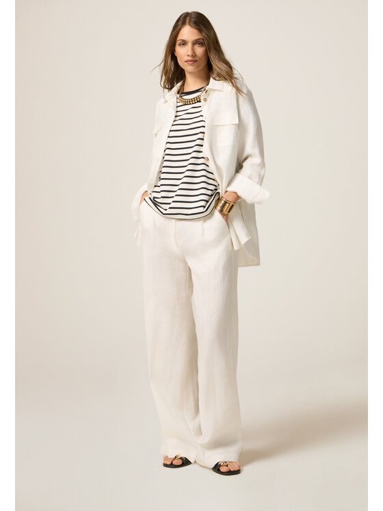 Oltre Oltre T-Shirt G373E000311N0Z3 Biały Over Fit