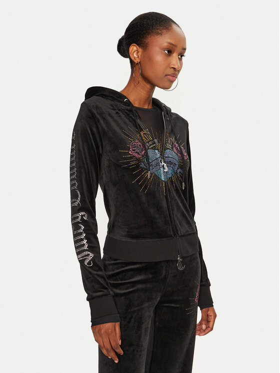 Juicy Couture Juicy Couture Majica dugih rukava Scared Heart JCBAS224816 Crna Slim Fit