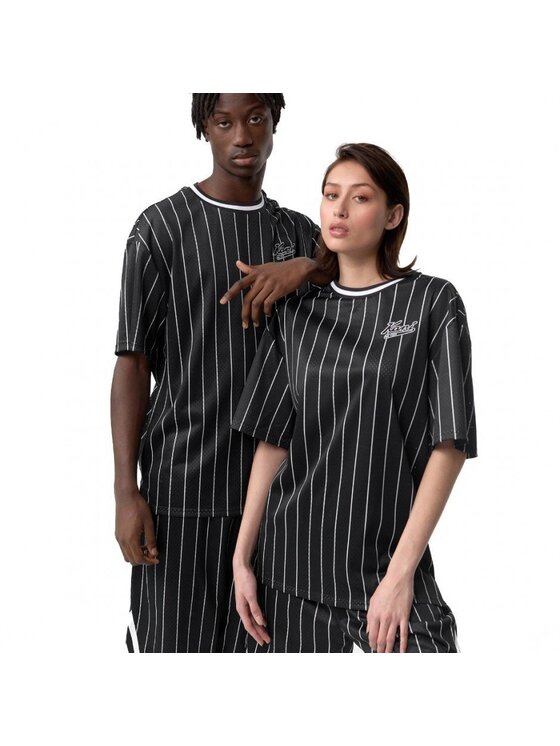 Karl Kani Karl Kani T-shirt CHEST VARSITY PINSTRIPE MESH TEE LIGHT Nero Regular Fit