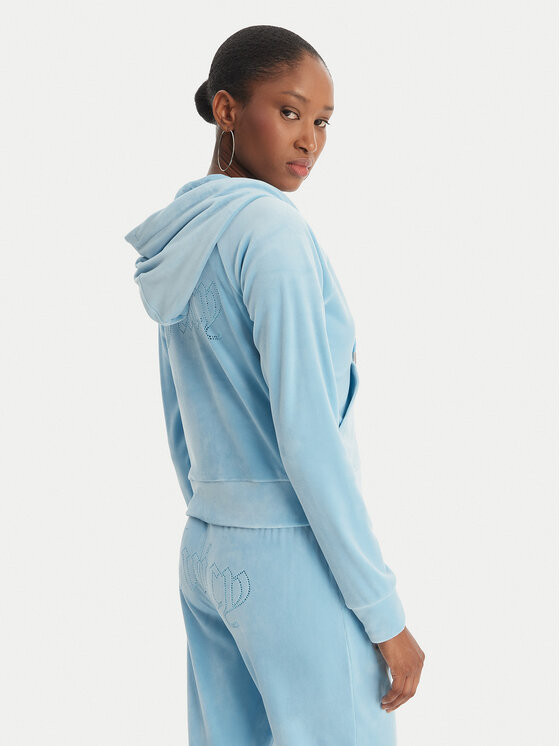 Juicy Couture Juicy Couture Džemperis ar kapuci Madison JCWAS126326 Gaiši zils Slim Fit