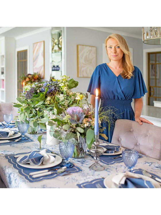 Roseberry Home Roseberry Home Obrus Blossom Blue Niebieski
