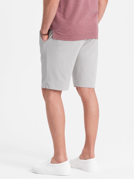 Ombre Ombre Šortky z materiálu OM-SRCS-0127 Šedá Slim Fit