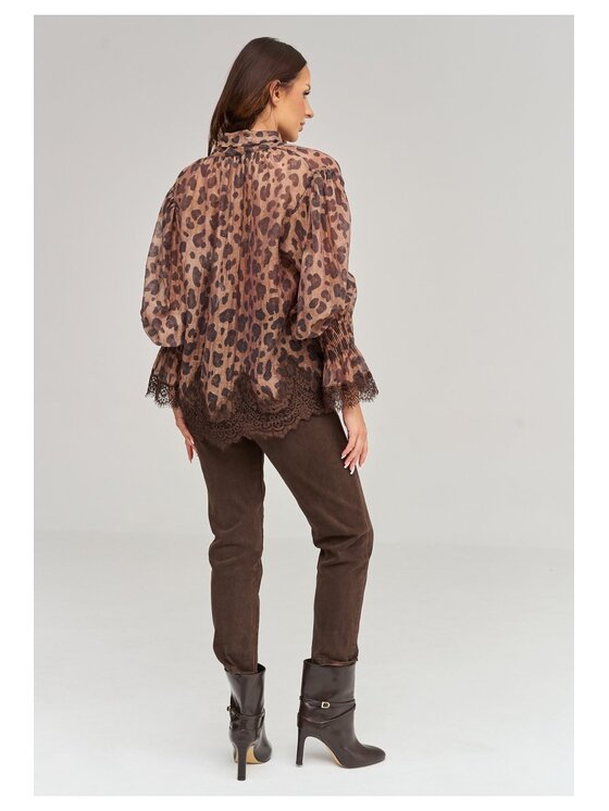 Makadamia Makadamia Koszula C100 Brązowy Loose Fit
