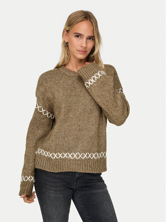ONLY ONLY Svetr Amanda 15330089 Hnědá Regular Fit
