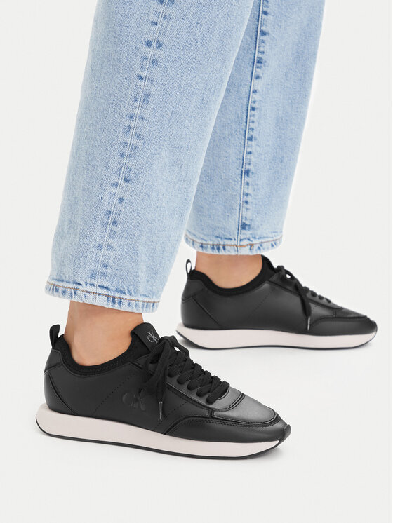Calvin Klein Calvin Klein Sneakersy Retro Runner Sock Panl Lth Neo HW0HW03118 Czarny