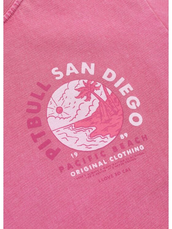 PITBULL PITBULL T-Shirt Koszulka damska Denim Washed PLANET SURF XL Różowy Regular Fit