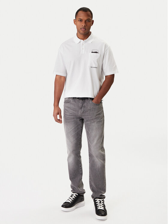 KARL LAGERFELD KARL LAGERFELD Тениска с яка и копчета 745127 561225 Бял Regular Fit