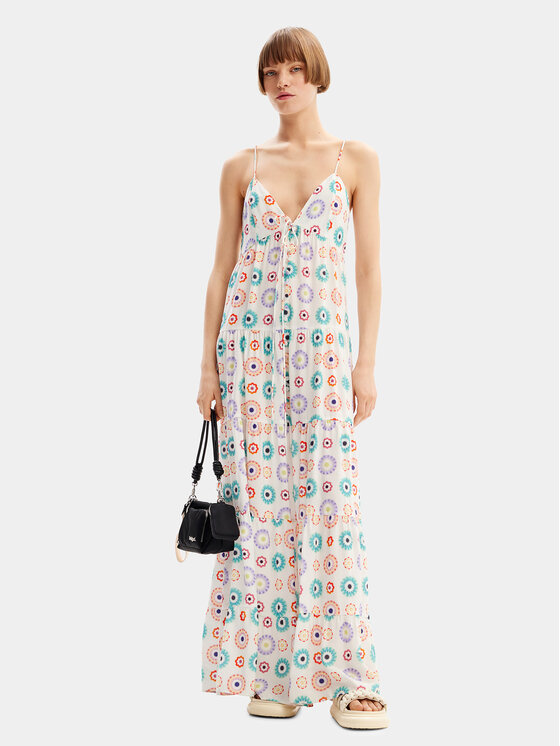 Desigual Desigual Rochie de vară Galactica 24SWVW06 Alb Regular Fit