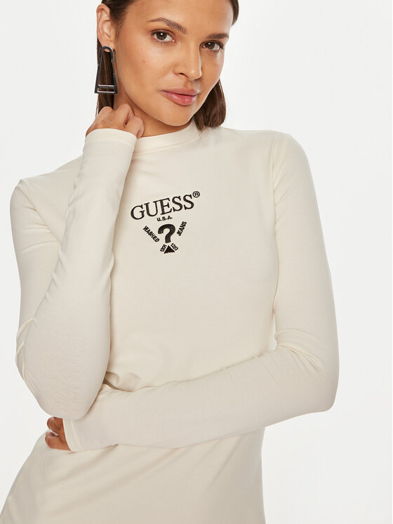 Guess Guess Vsakodnevna obleka Colette Jersey V4BK04 KCDH1 Bela Regular Fit