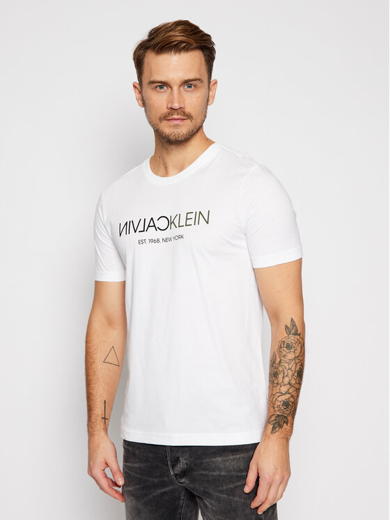 Calvin Klein Calvin Klein T-Shirt Text Reverse Front Logo K10K106402 Weiß Regular Fit