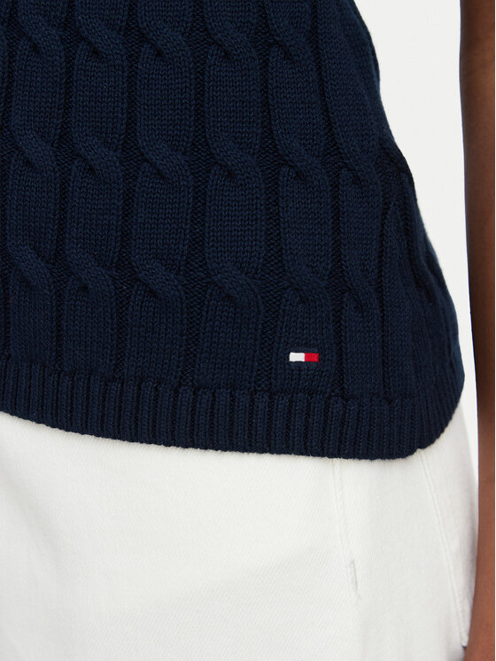Tommy Hilfiger Tommy Hilfiger Kardiganas Mid Gg Cable WW0WW50075 Tamsiai mėlyna Regular Fit