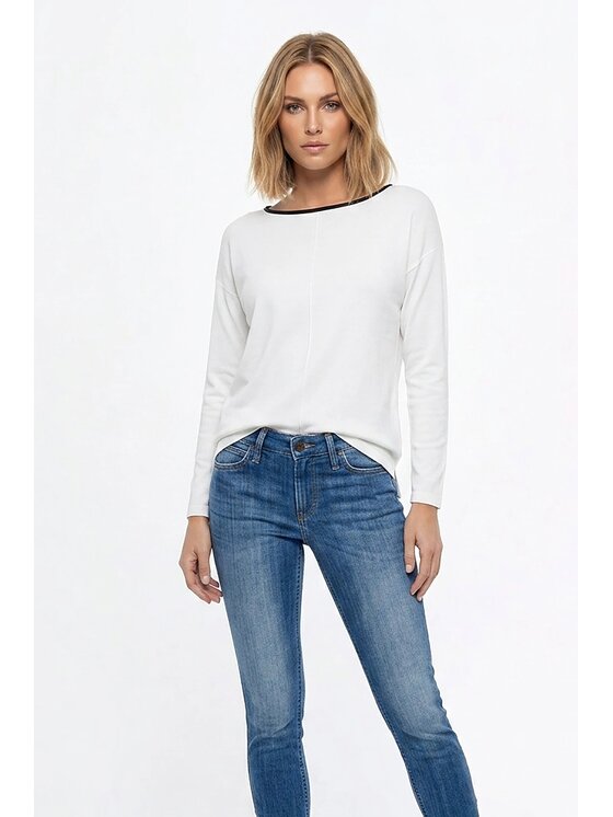 FIGL FIGL Sweter M1362 Kremowy Regular Fit