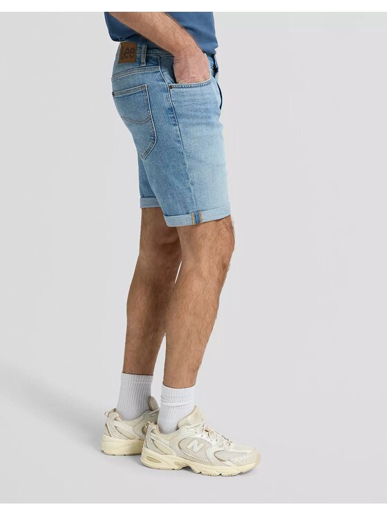 Lee Lee Szorty jeansowe RIDER SHORT Niebieski Slim Fit