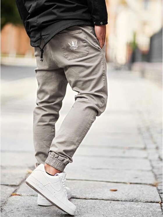 Jigga Wear Jigga Wear Spodnie materiałowe Spodnie Materiałowe Jogger Męskie Popielate Jigga Wear Crown XL Szary Regular Fit