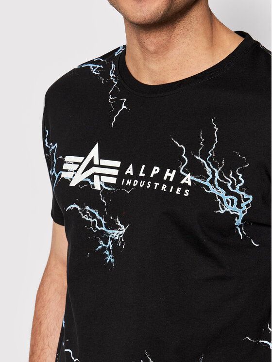 Alpha Industries Alpha Industries T-krekls Lightning Aop 106500 Melns Regular Fit