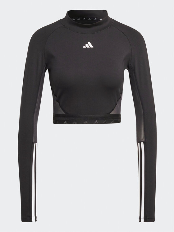 Adidas cropped top black best sale