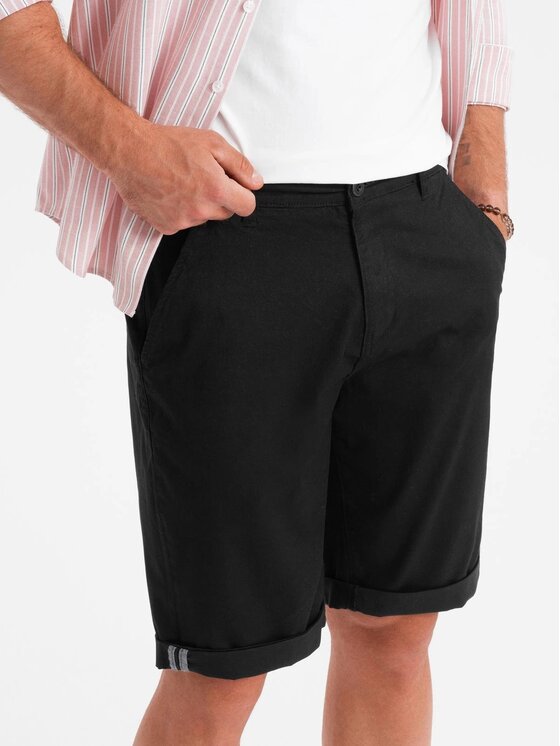 Ombre Ombre Szorty materiałowe OM-SRCS-0197 Czarny Regular Fit