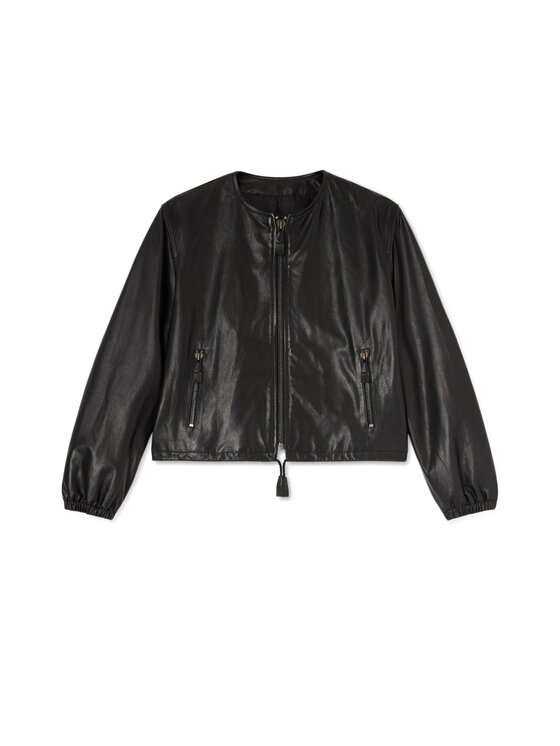 Trussardi Trussardi Kurtka skórzana R302A000785N033 Czarny Cropp Fit