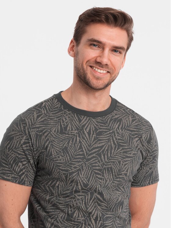 Ombre Ombre T-Shirt OM-TSFP-0182 Šedá Regular Fit