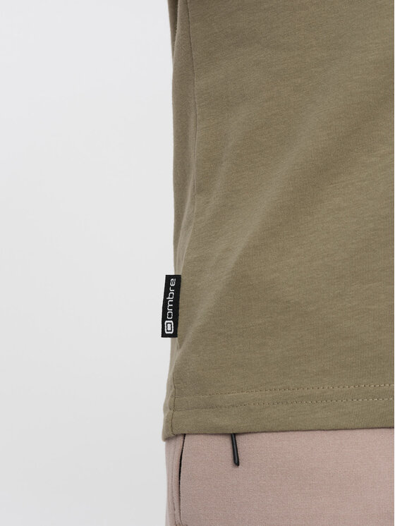 Ombre Ombre Longsleeve OM-LSPT-0118 Zielony Regular Fit