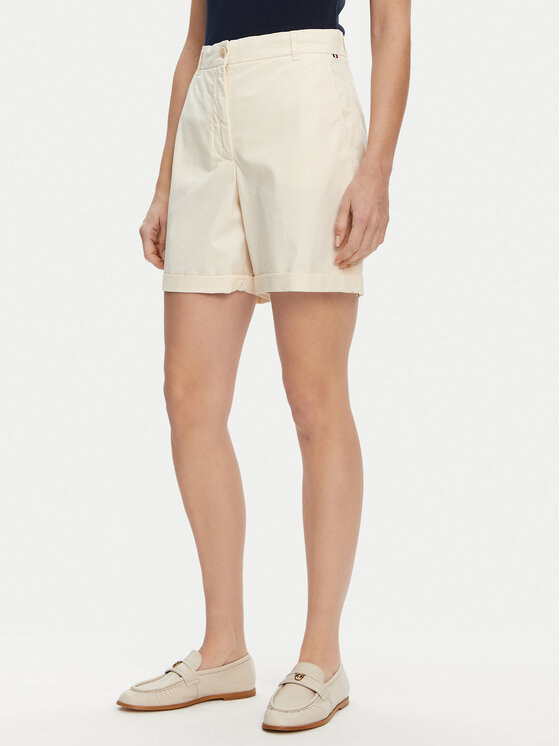 Tommy Hilfiger Tommy Hilfiger Bavlnené šortky WW0WW42457 Écru Regular Fit