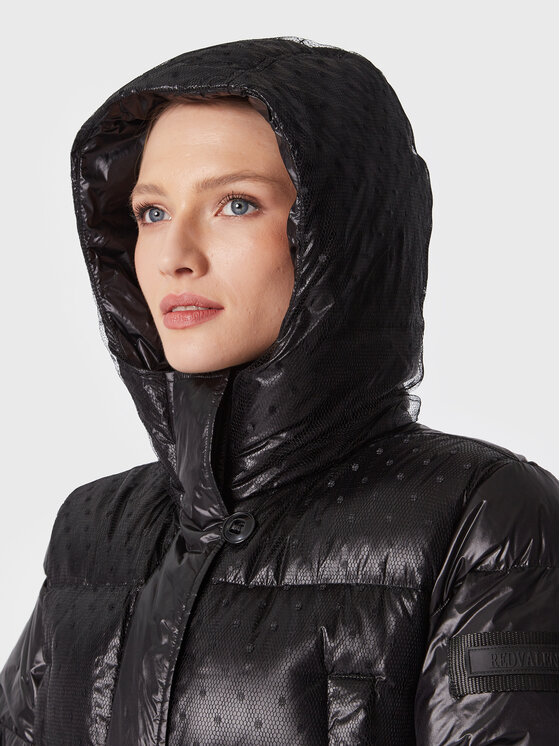 Red Valentino Red Valentino Пухено яке 1R0CP00I6MD Черен Regular Fit