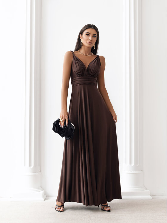 Aurora Aurora Sukienka wieczorowa Milo Brązowy Feminine Fit