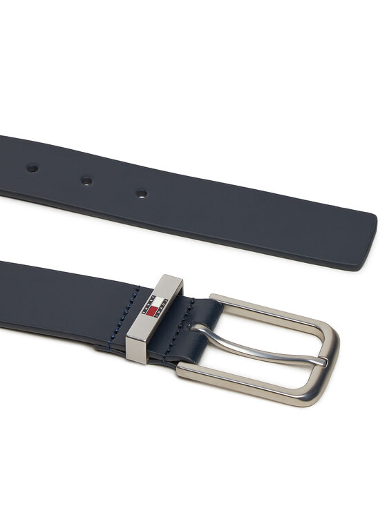 Tommy Jeans Tommy Jeans Pánský pásek Tjm Elevated Flag Leather 3.5 AM0AM12681 Tmavomodrá