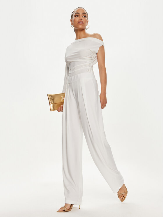 NORMA KAMALI NORMA KAMALI Kalhoty z materiálu ST1247HPC32944 Bílá Regular Fit