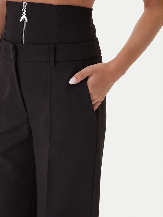 Patrizia Pepe Patrizia Pepe Auduma bikses 2P1706 A498 Melns Regular Fit