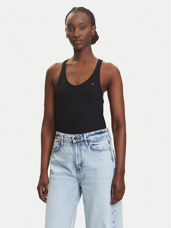 Tommy Jeans Tommy Jeans Top DW0DW20917 Negru Regular Fit