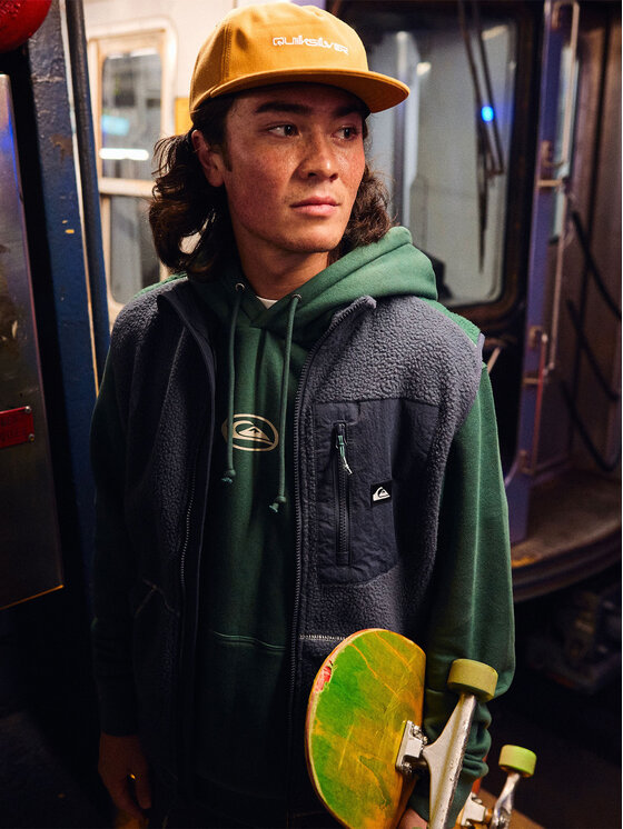 Quiksilver Quiksilver Džemperis ar kapuci Salt Water Graphic EQYFT05126 Zaļš Regular Fit