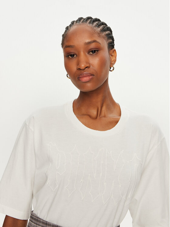 PINKO PINKO T-krekls Scanner 101704 A23W Balts Relaxed Fit