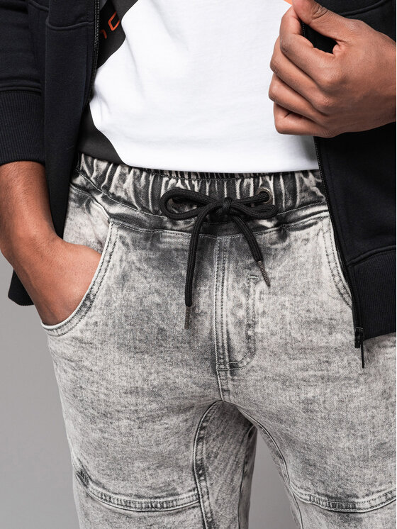 Ombre Ombre Jeansy OM-PADJ-0243 Szary Regular Fit