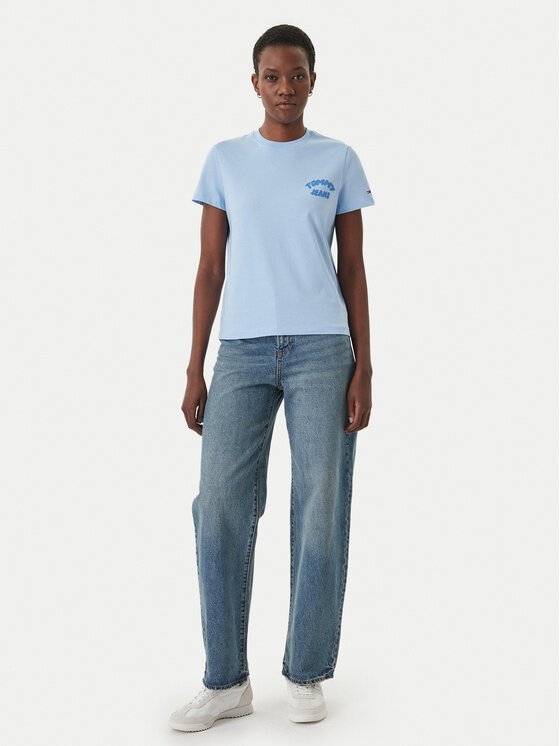 Tommy Jeans Tommy Jeans T-krekls Bubble Logo DW0DW22310 Gaiši zils Regular Fit