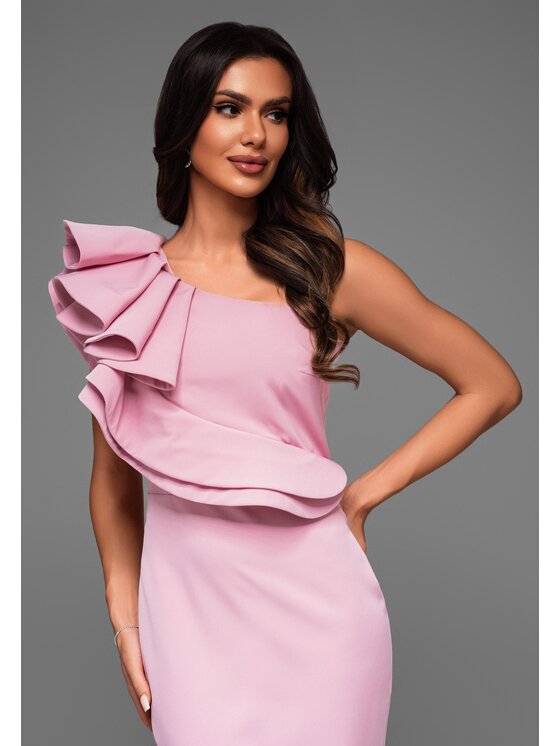 Ombre Ombre Sukienka koktajlowa LA-OM-DLR076 Różowy Regular Fit