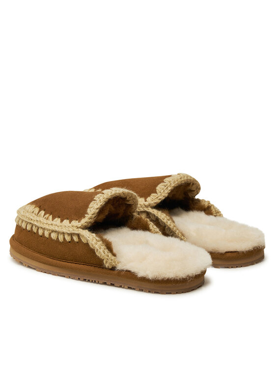 Mou Mou Pantofole Slipper Full Eskimo Stitch FW161007A Marrone