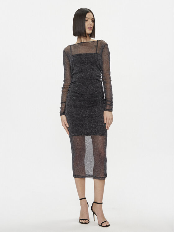 Please Please Kokteilinė suknelė A1WCCFQ000 Juoda Slim Fit