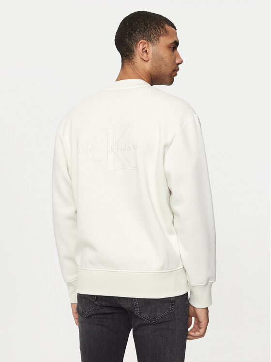 Calvin Klein Jeans Sweatshirt Monologo J30J325915 Écru Relaxed Fit